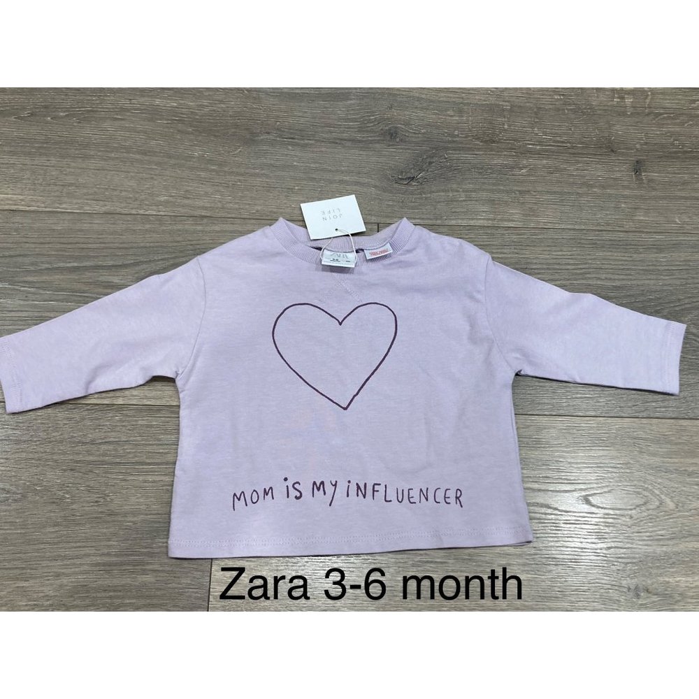 NWT Zara baby girl 3-6 month Mom is my Influencer long sleeve tshirt